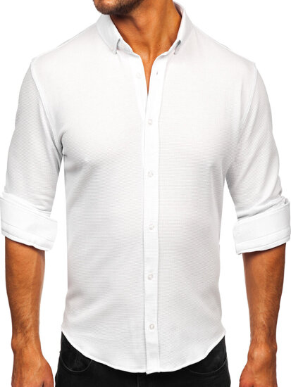 Camisa muselina de manga larga para hombre blanco Bolf 506