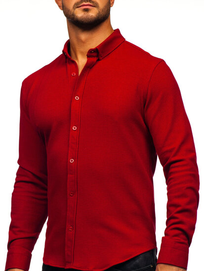 Camisa muselina de manga larga para hombre burdeos Bolf 506