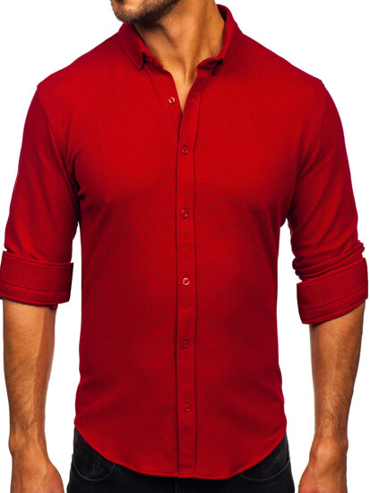 Camisa muselina de manga larga para hombre burdeos Bolf 506