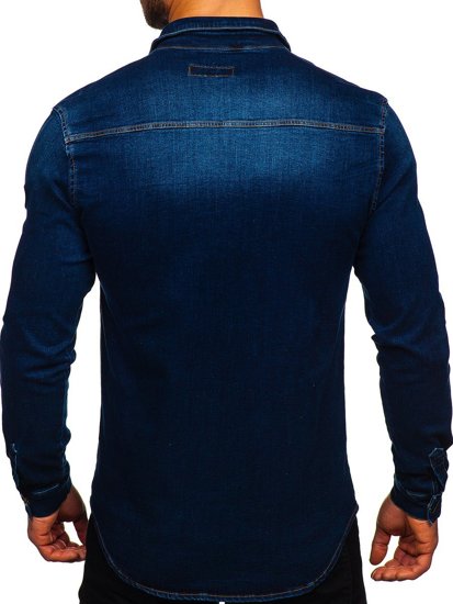 Camisa vaquera a manga larga para hombre color azul oscuro Bolf R801