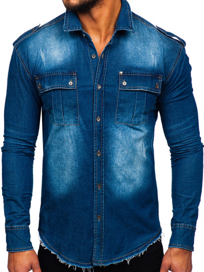 Camisa vaquera de manga larga para hombre azul claro Bolf MC702BC