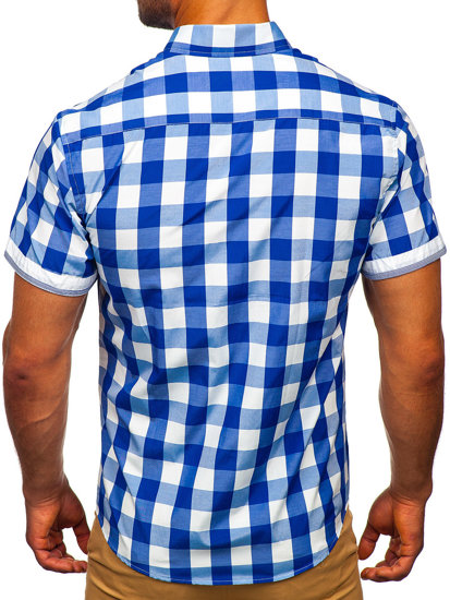 Camiseta a manga corta a cuadros para hombre color azul real Bolf 4508