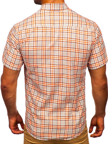 Camiseta a manga corta a cuadros para hombre color naranja Bolf 201501