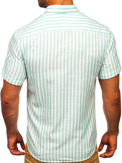 Camiseta a manga corta a rayas para hombre color verde menta Bolf 21500