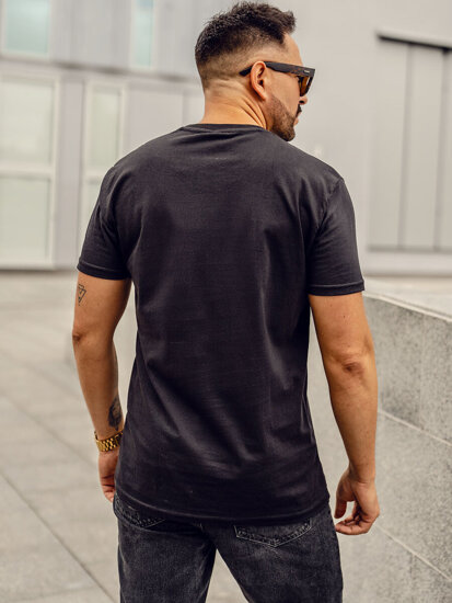 Camiseta algodón con bolsillo e impresión camuflaje para hombre negro Bolf 14507A