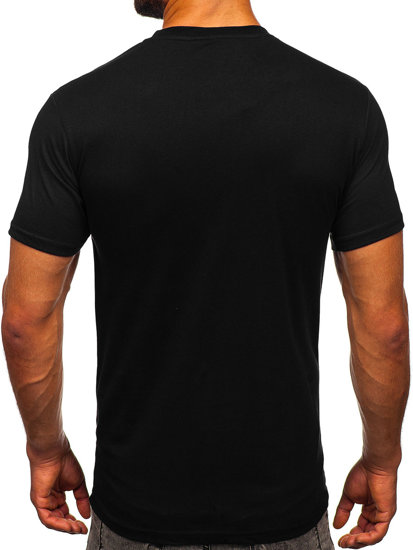 Camiseta algodón de manga corta con bolsillo para hombre negro y rojo Bolf 14507