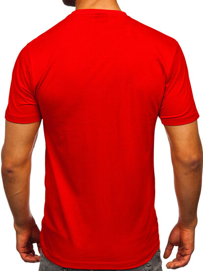 Camiseta algodón de manga corta con impresión de Polonia para hombre rojo 5065