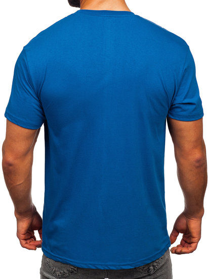 Camiseta algodón de manga corta con impresión para hombre azul Bolf 14728