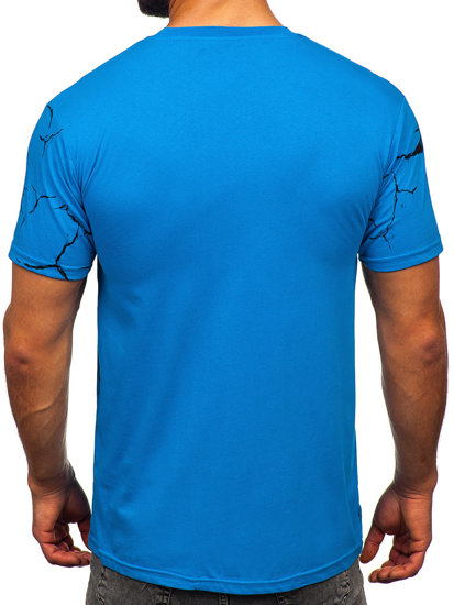 Camiseta algodón de manga corta con impresión para hombre azul claro Bolf 14717