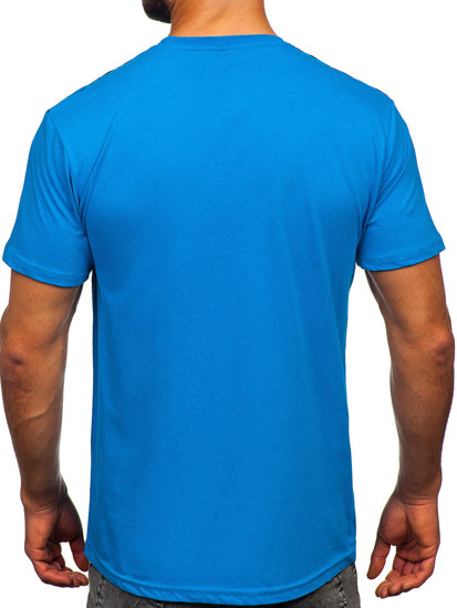 Camiseta algodón de manga corta con impresión para hombre azul claro Bolf 14720