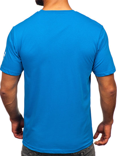 Camiseta algodón de manga corta con impresión para hombre azul claro Bolf 14784