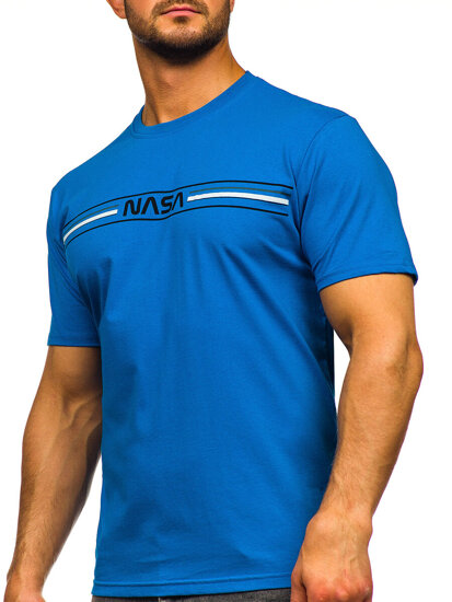 Camiseta algodón de manga corta con impresión para hombre azul claro Bolf 5052