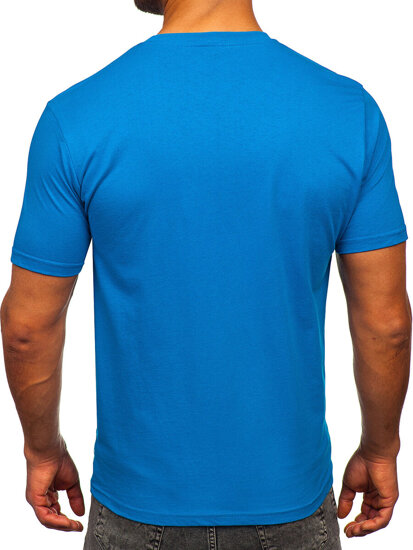 Camiseta algodón de manga corta con impresión para hombre azul medio Bolf 5035