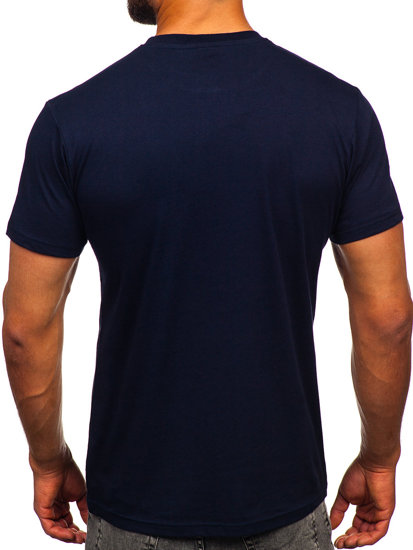 Camiseta algodón de manga corta con impresión para hombre azul oscuro Bolf 143008