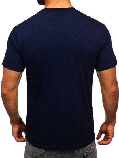 Camiseta algodón de manga corta con impresión para hombre azul oscuro Bolf 14728