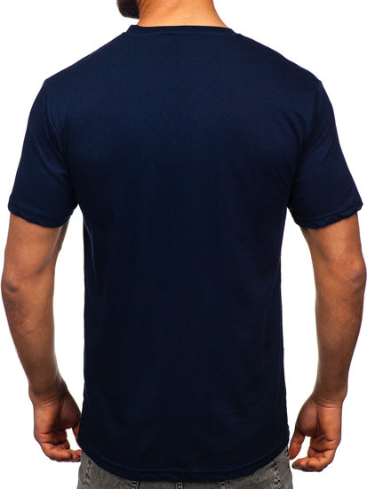 Camiseta algodón de manga corta con impresión para hombre azul oscuro Bolf 14759