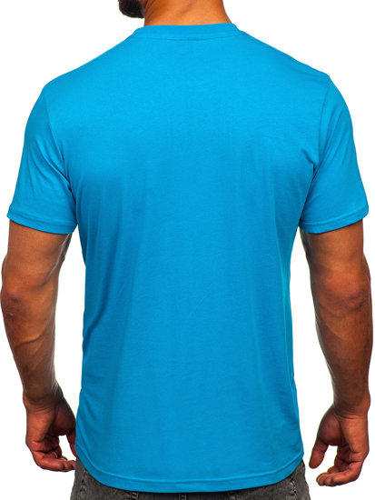 Camiseta algodón de manga corta con impresión para hombre azul turquesa Bolf 143004