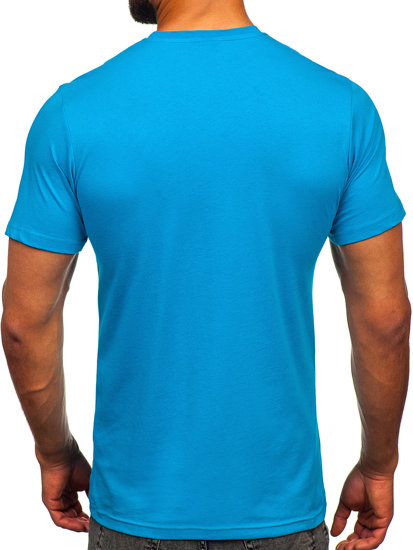 Camiseta algodón de manga corta con impresión para hombre azul turquesa Bolf 143008