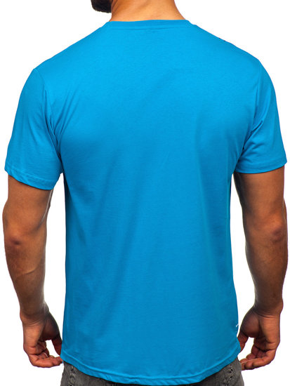 Camiseta algodón de manga corta con impresión para hombre azul turquesa Bolf 14728