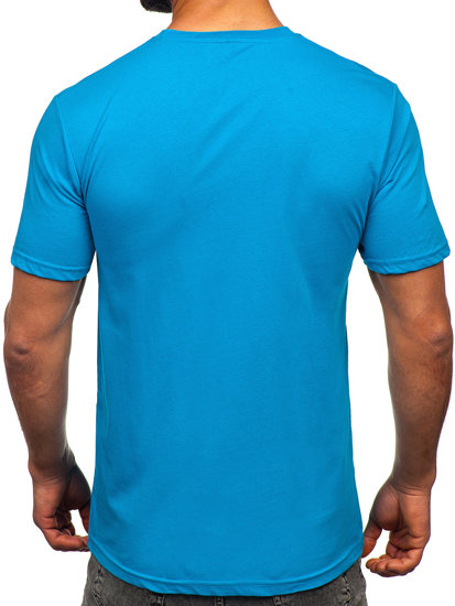 Camiseta algodón de manga corta con impresión para hombre azul turquesa Bolf 14759