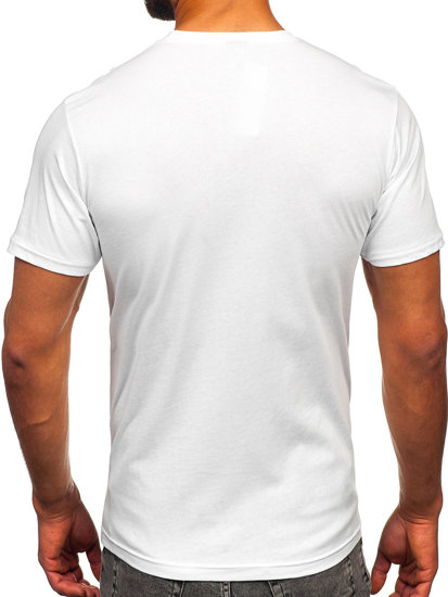 Camiseta algodón de manga corta con impresión para hombre blanco Bolf 143001