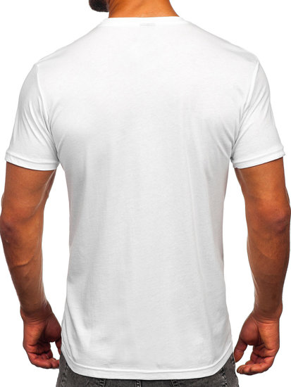 Camiseta algodón de manga corta con impresión para hombre blanco Bolf 143005