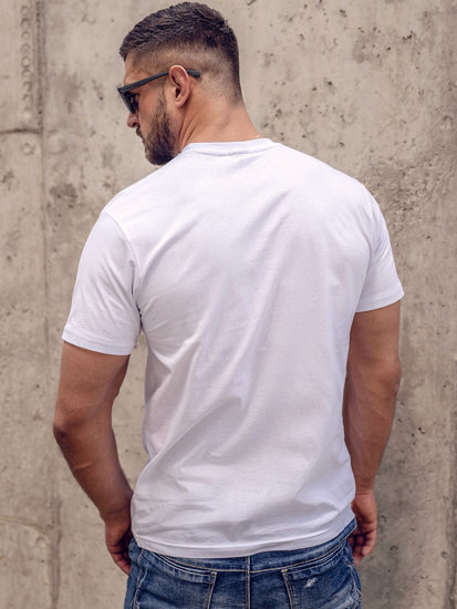 Camiseta algodón de manga corta con impresión para hombre blanco Bolf 143008