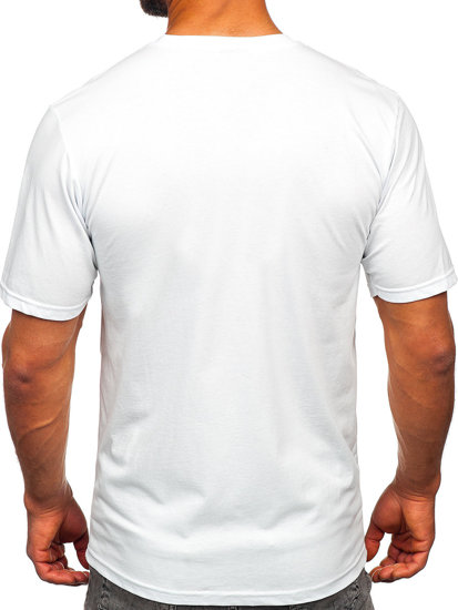 Camiseta algodón de manga corta con impresión para hombre blanco Bolf 143017