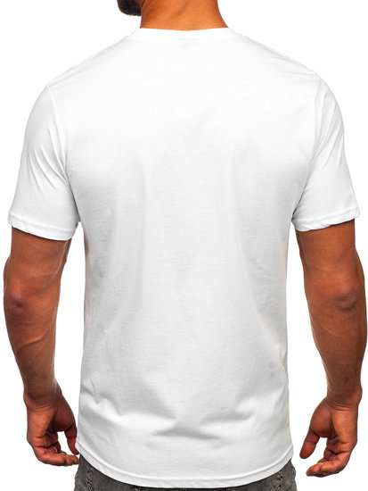 Camiseta algodón de manga corta con impresión para hombre blanco Bolf 143024