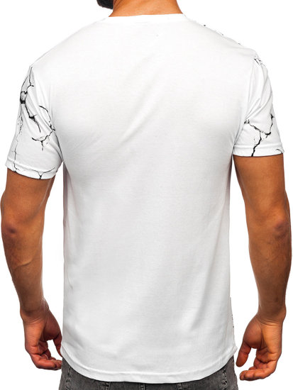 Camiseta algodón de manga corta con impresión para hombre blanco Bolf 14717