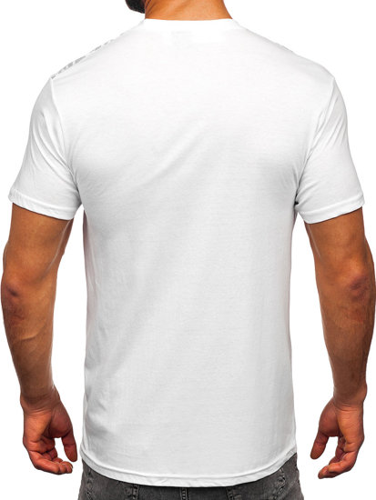 Camiseta algodón de manga corta con impresión para hombre blanco Bolf 14720