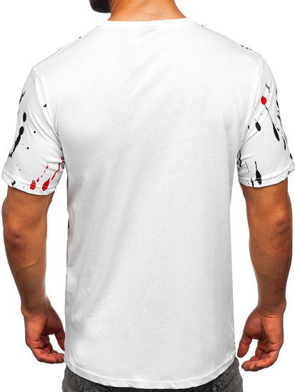 Camiseta  algodón de manga corta con impresión para hombre blanco Bolf 14727