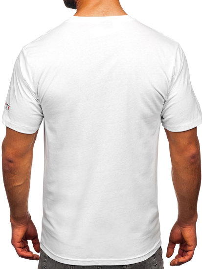 Camiseta algodón de manga corta con impresión para hombre blanco Bolf 14739