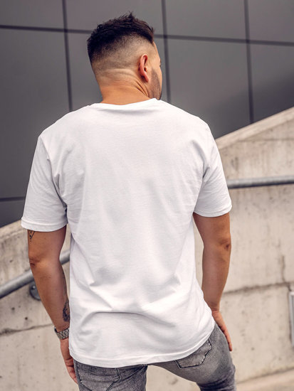 Camiseta algodón de manga corta con impresión para hombre blanco Bolf 14748A