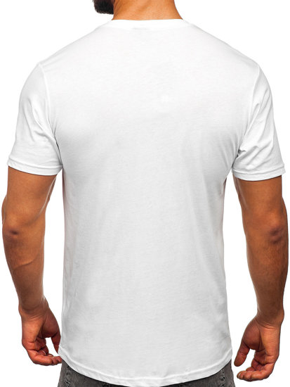 Camiseta algodón de manga corta con impresión para hombre blanco Bolf 14751