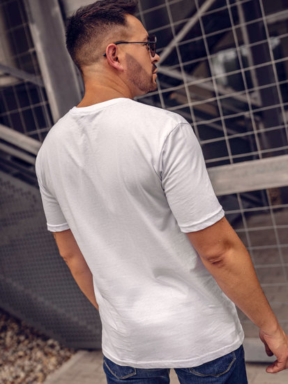 Camiseta algodón de manga corta con impresión para hombre blanco Bolf 14751A