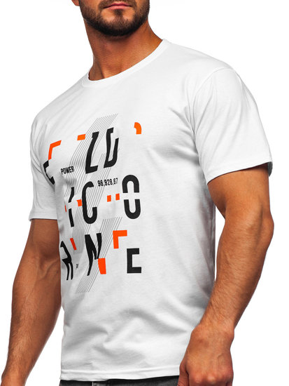 Camiseta algodón de manga corta con impresión para hombre blanco Bolf 14752