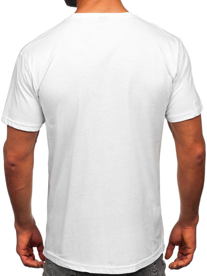 Camiseta algodón de manga corta con impresión para hombre blanco Bolf 14752