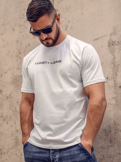 Camiseta algodón de manga corta con impresión para hombre blanco Bolf 14761A