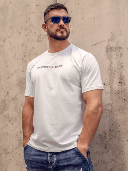 Camiseta algodón de manga corta con impresión para hombre blanco Bolf 14761A