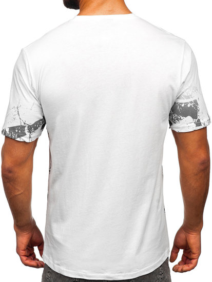 Camiseta algodón de manga corta con impresión para hombre blanco Bolf 14766