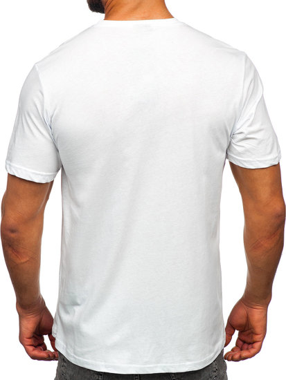 Camiseta algodón de manga corta con impresión para hombre blanco Bolf 14772