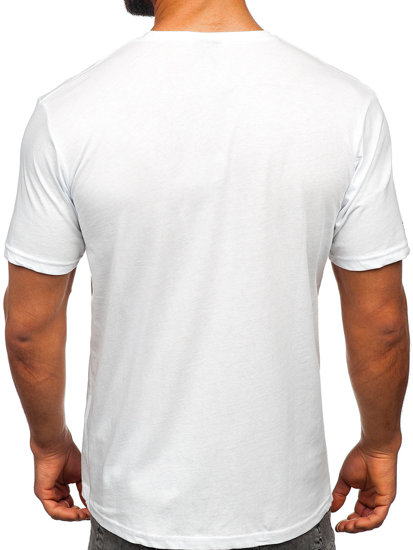 Camiseta algodón de manga corta con impresión para hombre blanco Bolf 14782