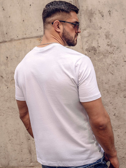 Camiseta algodón de manga corta con impresión para hombre blanco Bolf 14784A