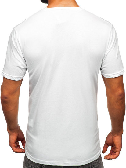 Camiseta algodón de manga corta con impresión para hombre blanco Bolf 14790