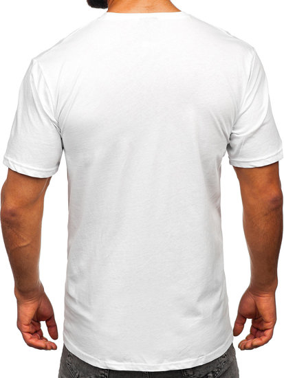 Camiseta algodón de manga corta con impresión para hombre blanco Bolf 14791