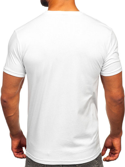 Camiseta algodón de manga corta con impresión para hombre blanco Bolf 14794