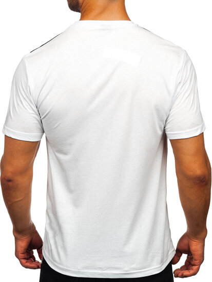 Camiseta algodón de manga corta con impresión para hombre blanco Bolf 5041