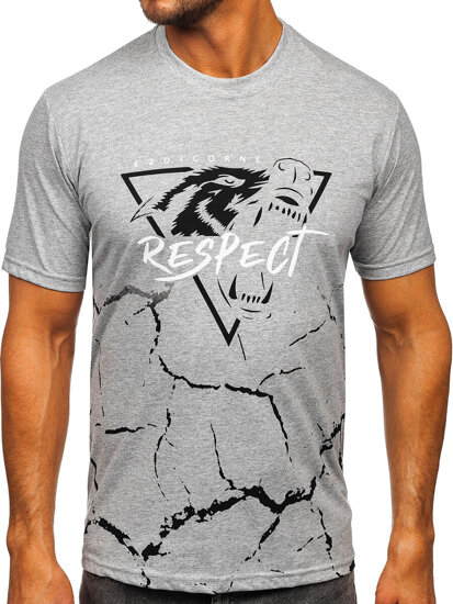 Camiseta algodón de manga corta con impresión para hombre gris Bolf 5035