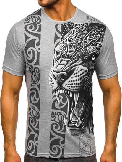 Camiseta algodón de manga corta con impresión para hombre gris Bolf 5040